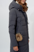 Купить Пальто утепленное женское зимние темно-серого цвета 112132TC, фото 9