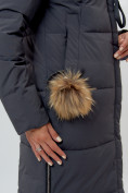 Купить Пальто утепленное женское зимние темно-серого цвета 112132TC, фото 12