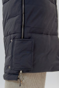Купить Пальто утепленное женское зимние темно-серого цвета 112132TC, фото 13