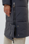Купить Пальто утепленное женское зимние темно-серого цвета 112132TC, фото 11