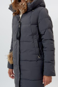 Купить Пальто утепленное женское зимние темно-серого цвета 112132TC, фото 10