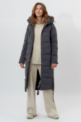 Купить Пальто утепленное женское зимние темно-серого цвета 112132TC, фото 2