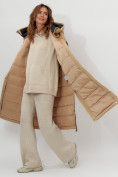 Купить Пальто утепленное женское зимние бежевого цвета 112205B, фото 2