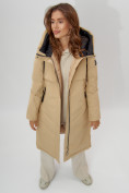 Купить Пальто утепленное женское зимние бежевого цвета 112205B, фото 9