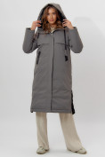 Купить Пальто утепленное женское зимние серого цвета 112205Sr