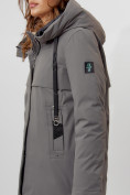 Купить Пальто утепленное женское зимние серого цвета 112205Sr, фото 12