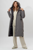 Купить Пальто утепленное женское зимние серого цвета 112205Sr, фото 4