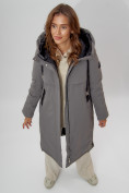 Купить Пальто утепленное женское зимние серого цвета 112205Sr, фото 9