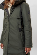 Купить Пальто утепленное женское зимние темно-зеленого цвета 112205TZ, фото 10