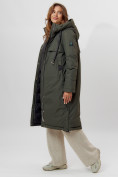 Купить Пальто утепленное женское зимние темно-зеленого цвета 112205TZ, фото 2