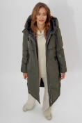 Купить Пальто утепленное женское зимние темно-зеленого цвета 112205TZ, фото 6