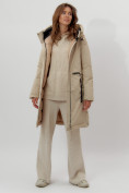 Купить Пальто утепленное женское зимние бежевого цвета 112209B, фото 3