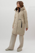 Купить Пальто утепленное женское зимние бежевого цвета 112209B, фото 2