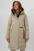 Купить Пальто утепленное женское зимние бежевого цвета 112209B