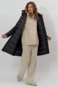 Купить Пальто утепленное женское зимние черного цвета 112209Ch, фото 4
