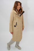 Купить Пальто утепленное женское зимние бежевого цвета 112210B, фото 18