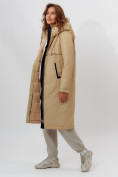 Купить Пальто утепленное женское зимние бежевого цвета 112210B, фото 3