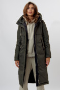 Купить Пальто утепленное женское зимние темно-зеленого цвета 112210TZ, фото 10