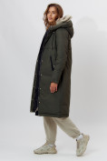 Купить Пальто утепленное женское зимние темно-зеленого цвета 112210TZ, фото 3
