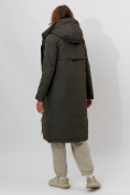 Купить Пальто утепленное женское зимние темно-зеленого цвета 112210TZ, фото 4