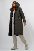 Купить Пальто утепленное женское зимние темно-зеленого цвета 112210TZ, фото 7