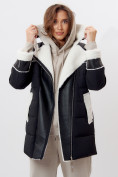 Купить Дубленка женская зимняя авиатор с мехом черного цвета 112212Ch, фото 9