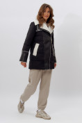 Купить Дубленка женская зимняя авиатор с мехом черного цвета 112212Ch, фото 4