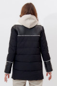 Купить Дубленка женская зимняя авиатор с мехом черного цвета 112212Ch, фото 10