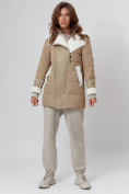 Купить Дубленка женская зимняя авиатор с мехом горчичного цвета 112212G, фото 2