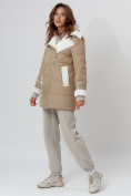Купить Дубленка женская зимняя авиатор с мехом горчичного цвета 112212G, фото 4