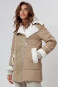 Купить Дубленка женская зимняя авиатор с мехом горчичного цвета 112212G, фото 6