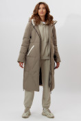 Купить Пальто утепленное женское зимние бежевого цвета 112227B, фото 6