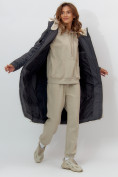 Купить Пальто утепленное женское зимние темно-серого цвета 112227TC, фото 3