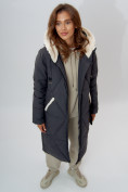 Купить Пальто утепленное женское зимние темно-серого цвета 112227TC, фото 2