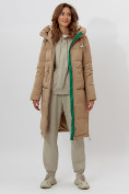 Купить Пальто утепленное женское зимние бежевого цвета 112253B, фото 3