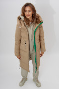 Купить Пальто утепленное женское зимние бежевого цвета 112253B, фото 7