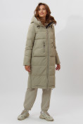 Купить Пальто утепленное женское зимние бирюзового цвета 112253Br, фото 5