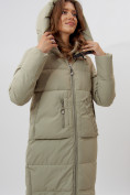 Купить Пальто утепленное женское зимние бирюзового цвета 112253Br, фото 10