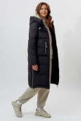 Купить Пальто утепленное женское зимние черного цвета 112253Ch, фото 3