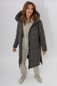 Купить Пальто утепленное женское зимние темно-зеленого цвета 112253TZ, фото 11