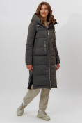 Купить Пальто утепленное женское зимние темно-зеленого цвета 112253TZ, фото 2