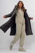 Купить Пальто утепленное женское зимние темно-зеленого цвета 112253TZ, фото 4