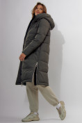Купить Пальто утепленное женское зимние темно-зеленого цвета 112253TZ, фото 10