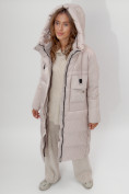 Купить Пальто утепленное женское зимние бежевого цвета 112261B, фото 13