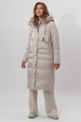 Купить Пальто утепленное женское зимние бежевого цвета 112261B, фото 2