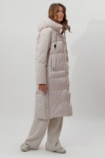 Купить Пальто утепленное женское зимние бежевого цвета 112261B, фото 3