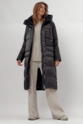 Купить Пальто утепленное женское зимние черного цвета 112261Ch, фото 5