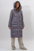 Купить Пальто утепленное женское зимние серого цвета 112261Sr, фото 4