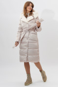 Купить Пальто утепленное женское зимние бежевого цвета 112268B, фото 15