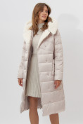 Купить Пальто утепленное женское зимние бежевого цвета 112268B, фото 3
